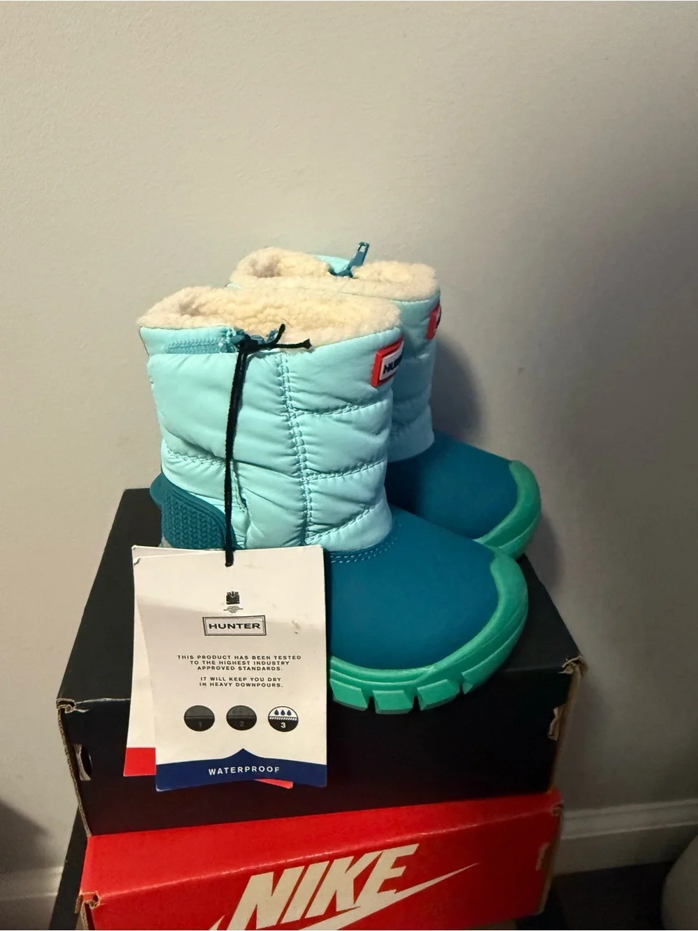 Hunter Kids' Light Blue and Teal Insulated Rain Boots